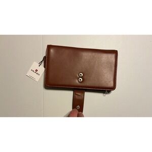 Mundi Personal Secretary Brown Faux Leather Bifold Wallet Zipper & Middle Zipper